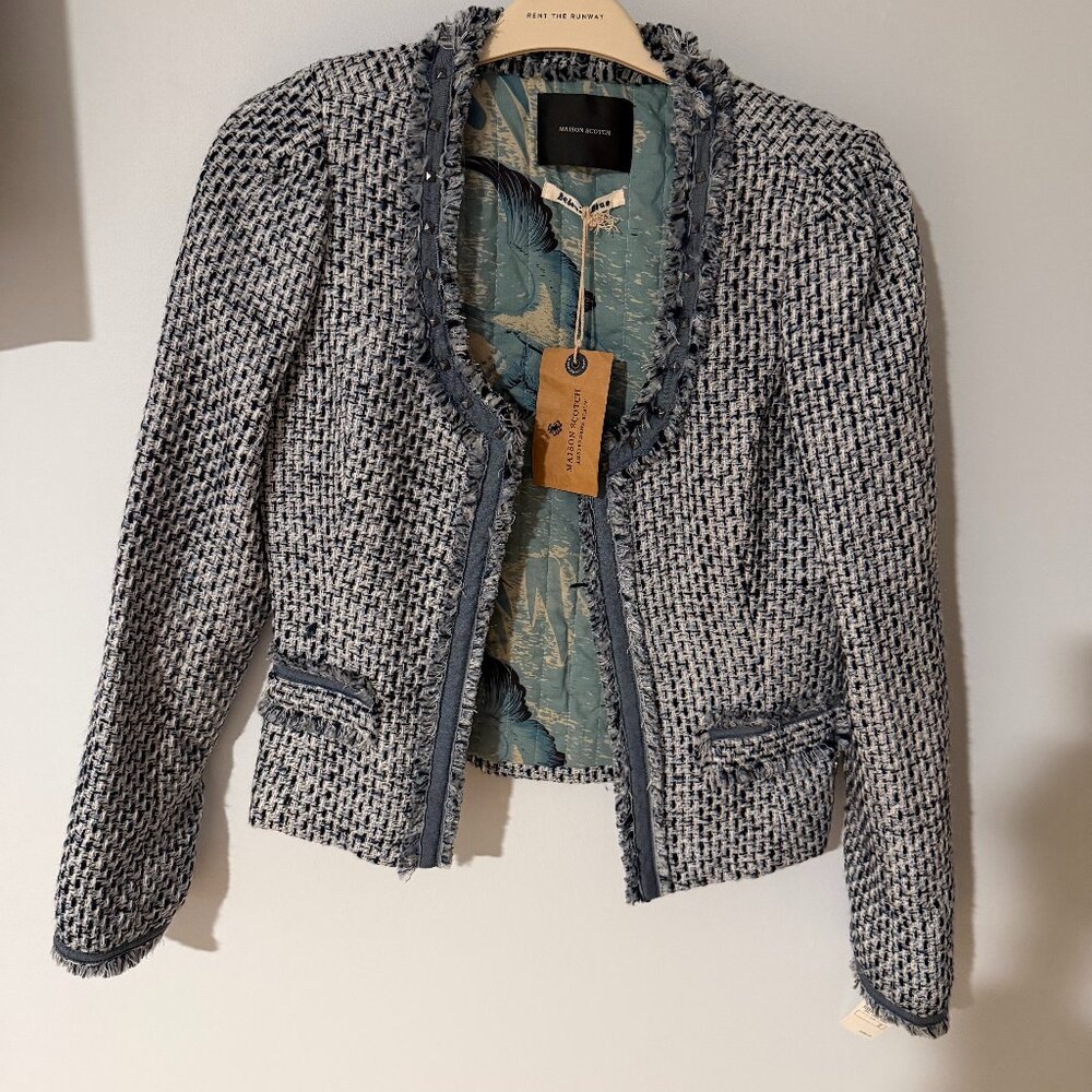 NWT Maison Scotch Jacket Boucle Style Bedouin Blue Women's Blazer - Size 2.